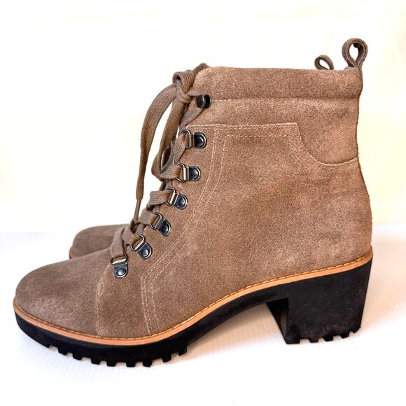 CASLON Jadey Suede Boots Women's 8 Lace Up Taupe Gray Hiking Gorpcore Nordstrom - Picture 2 of 13